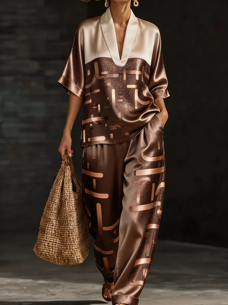 LARCIANO - Completo donna due pezzi con stampa geometrica elegante