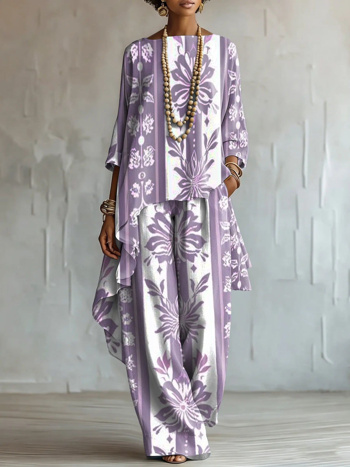 SEDEGLIANO - Completo floreale elegante da donna a due pezzi