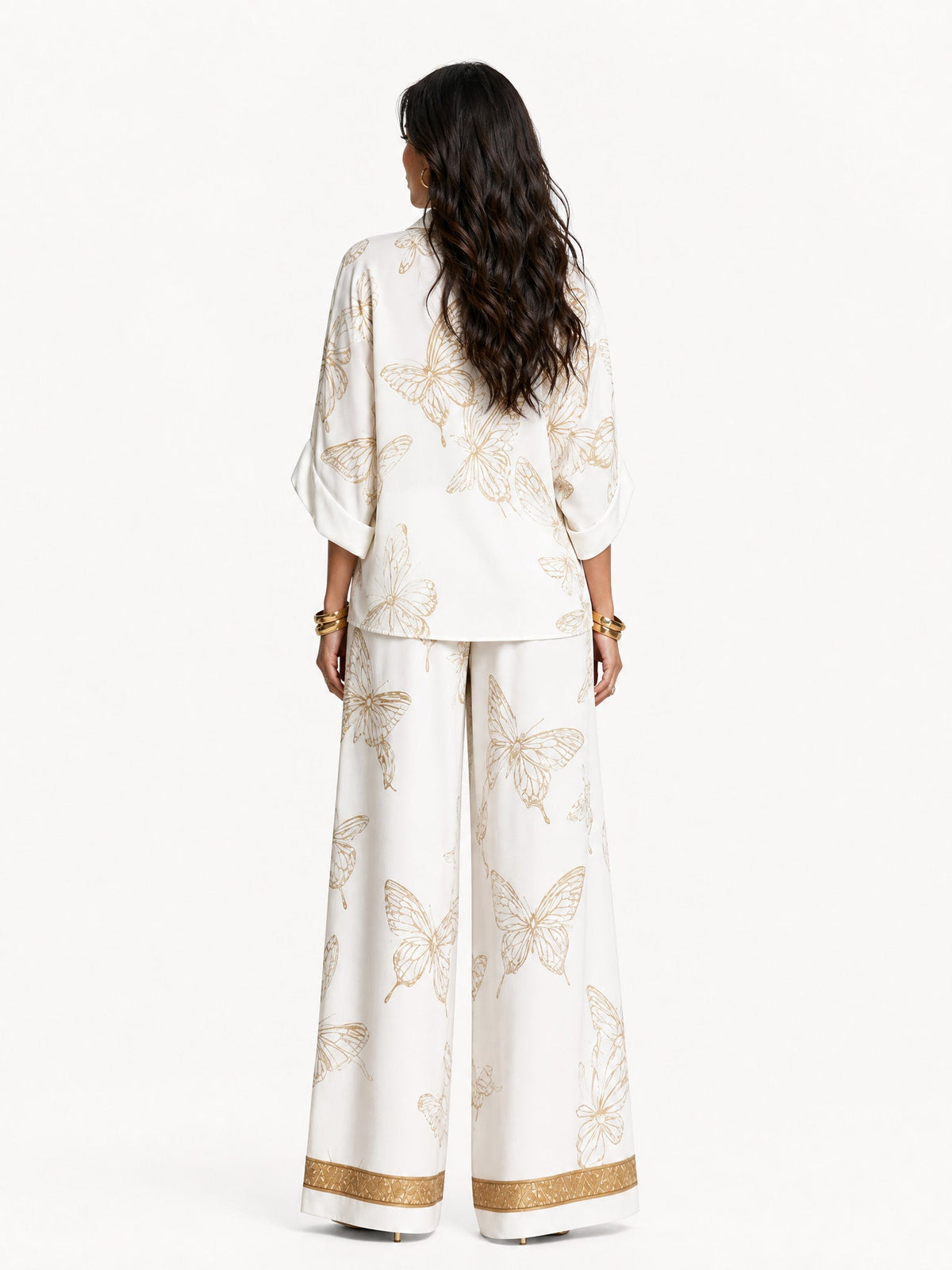 MESENZANA - Completo farfalle zip e pantaloni palazzo