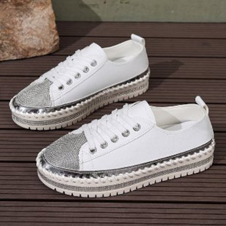 NIARDO - Sneakers con Strass e Dettagli Cuciti, Punta Tonda