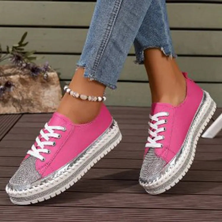 NIARDO - Sneakers con Strass e Dettagli Cuciti, Punta Tonda