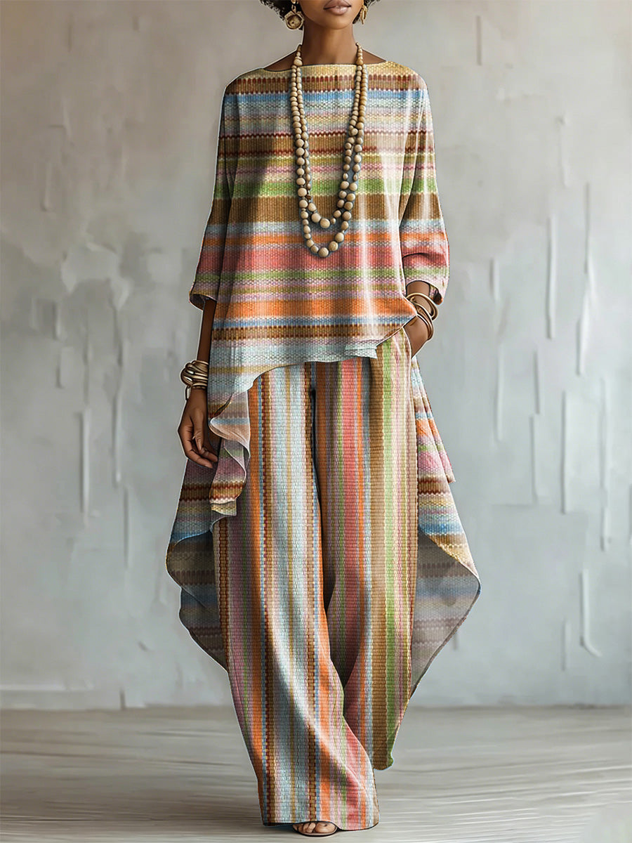 EDOLO - Completo Due Pezzi a Righe Multicolor