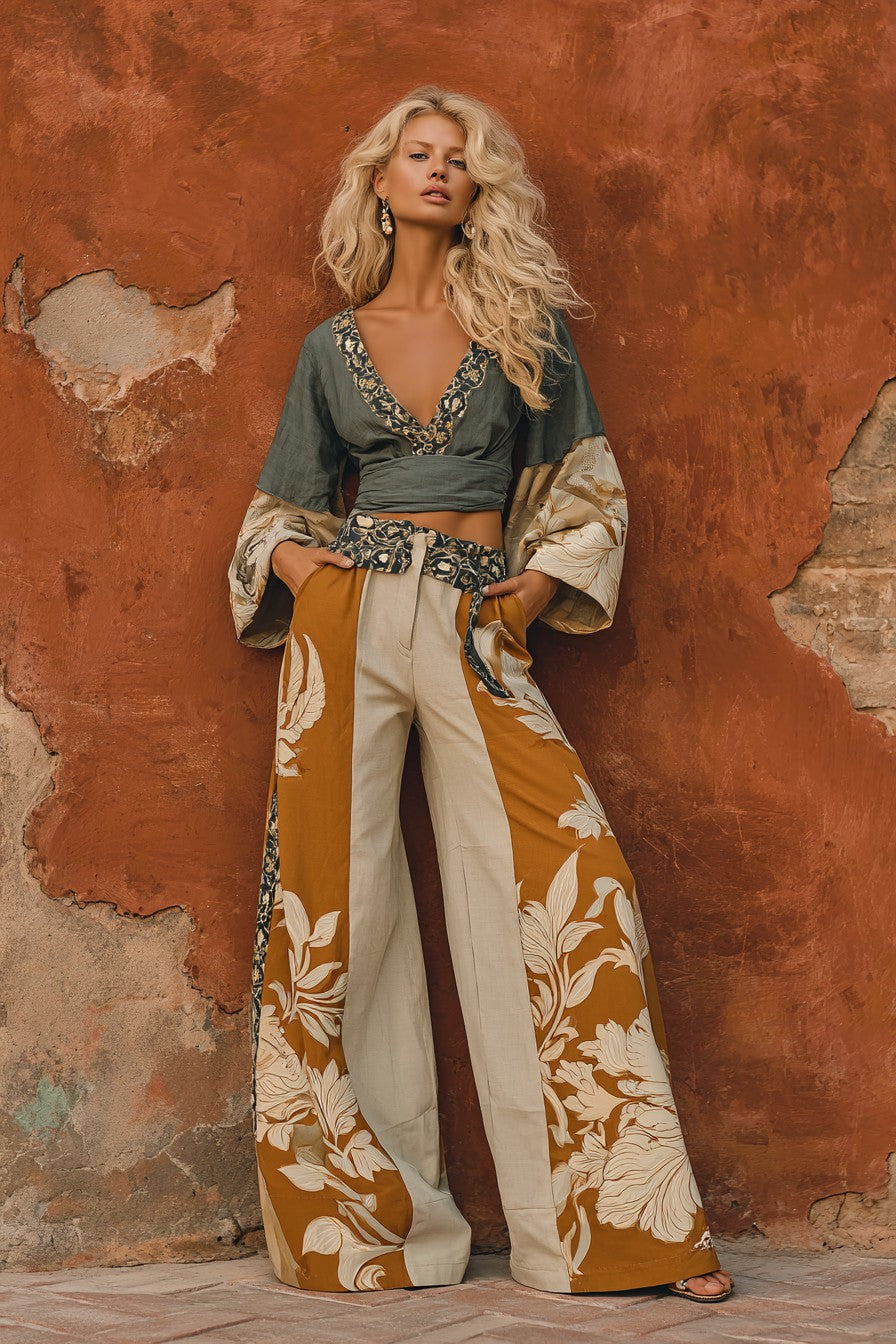 SEDICO - Completo lino casual con top e pantaloni eleganti