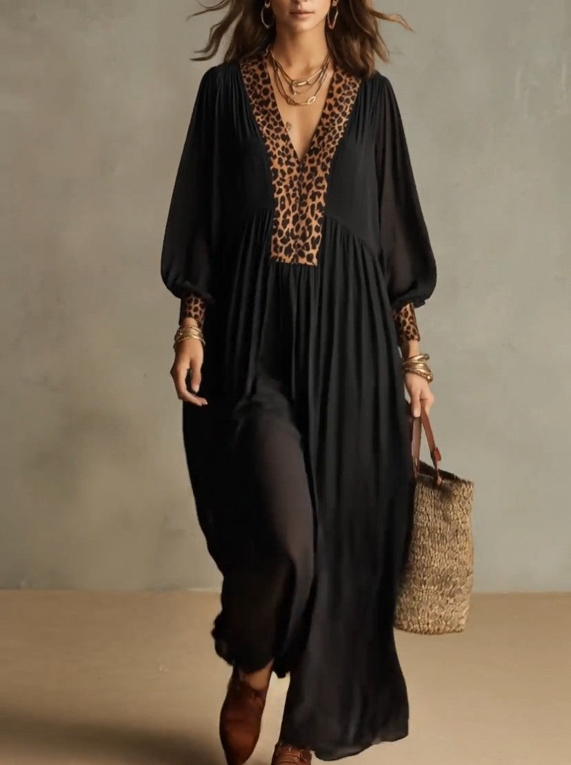 GROSIO - Abito Maxi Blu in Denim con Volant e Zip — SHOT 1