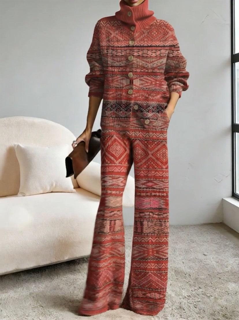 BRINZIO - Completo in maglia multicolore con stampa astratta vintage — SHOT 1