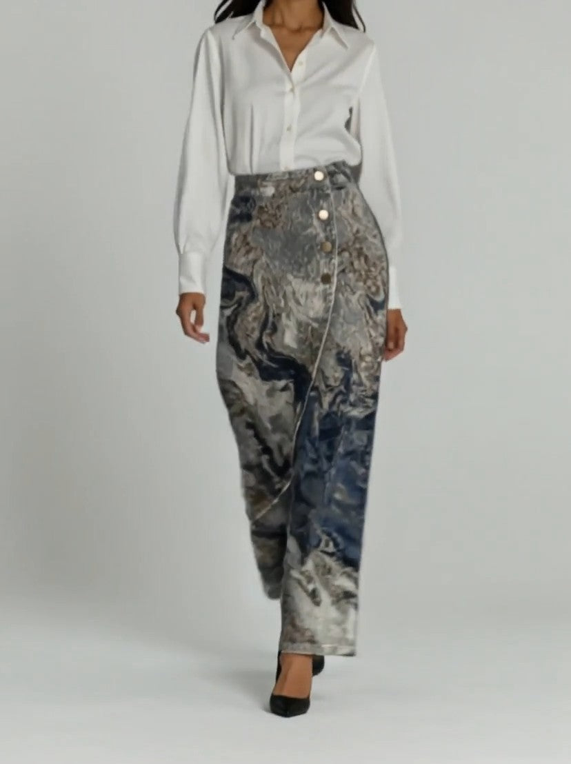 LISIO - Jeans Multicolor a Vita Alta con Motivi Nuvola e Fumo — SHOT 2