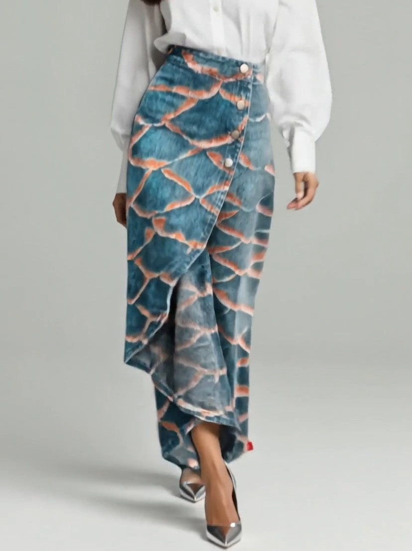 CERENZIA - Jeans floreali multicolor a vita alta, gamba ampia — SHOT 2