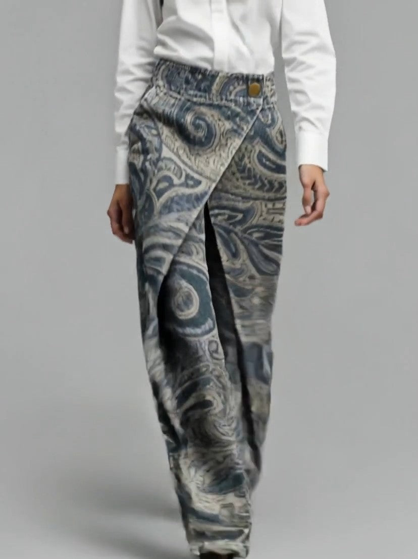REFRANCORE - Jeans a gamba ampia multicolor a vita alta floreali — SHOT 2