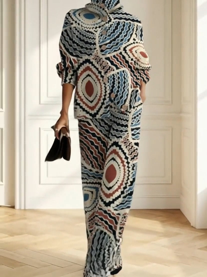 RECALE - Completo casual in maglia con stampa astratta — SHOT 2