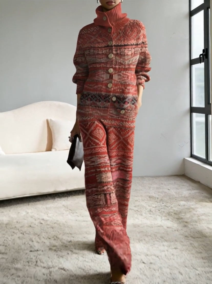BRINZIO - Completo in maglia multicolore con stampa astratta vintage — SHOT 2