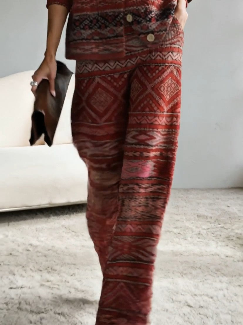BRINZIO - Completo in maglia multicolore con stampa astratta vintage — SHOT 3