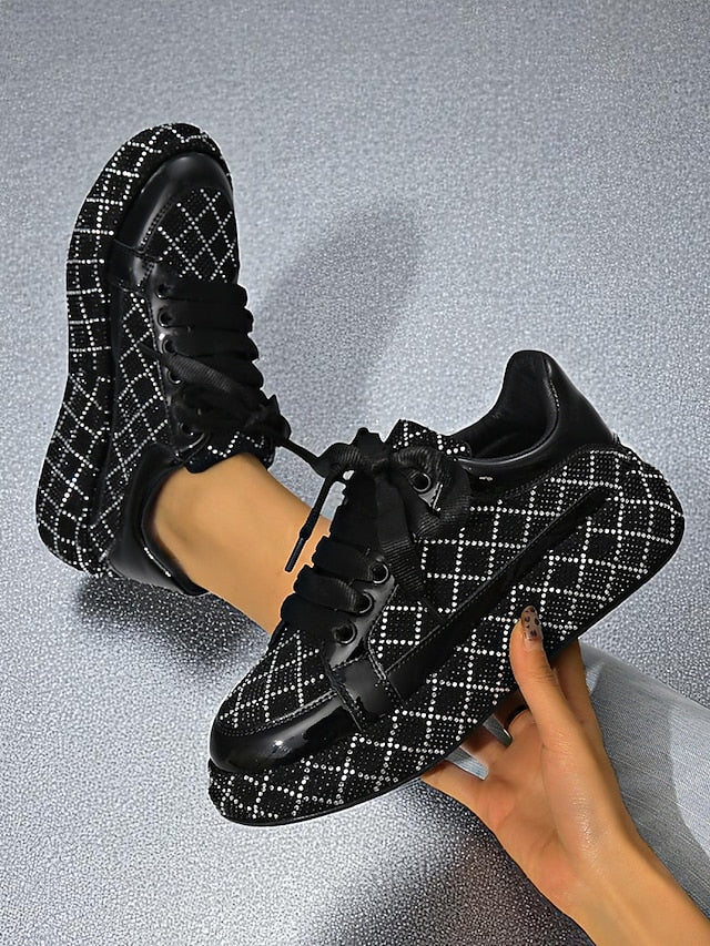 VOBBIA - Quilted Black and Women's Silver Rhinestone
