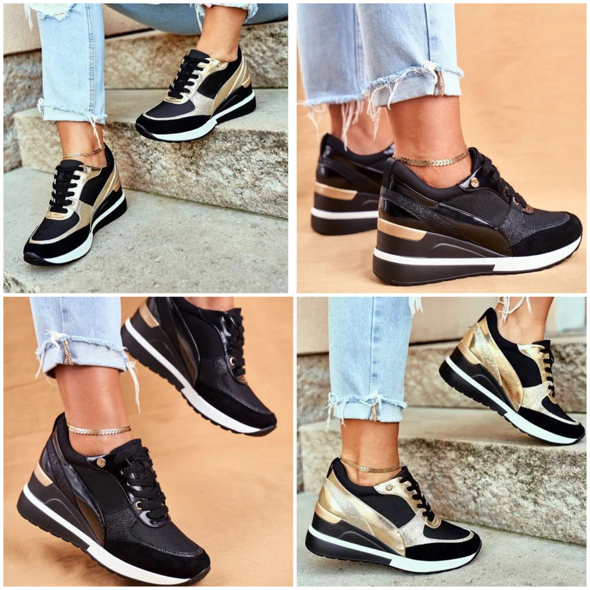 PEZZANA - Sneakers eleganti oro e nere