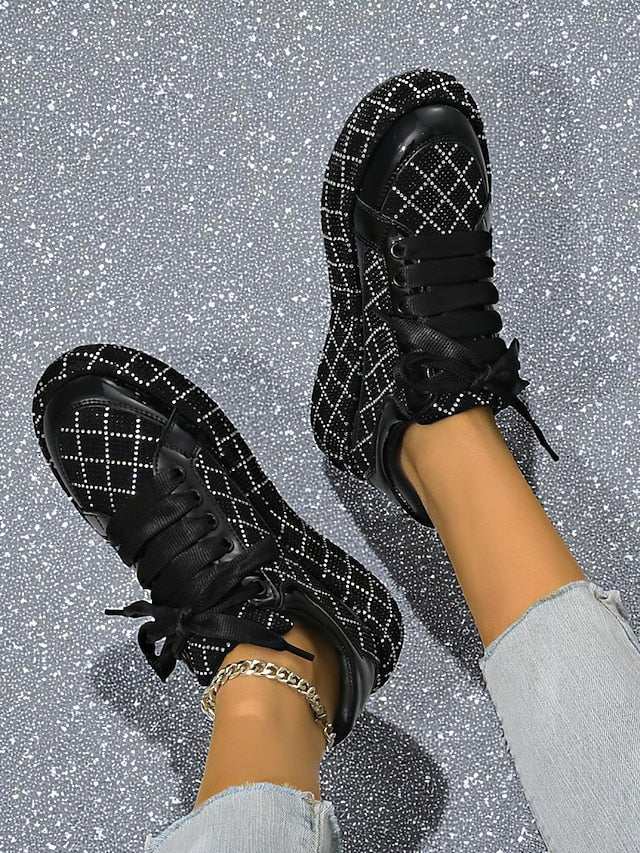 VOBBIA - Quilted Black and Women's Silver Rhinestone
